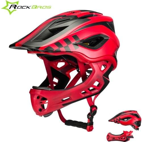Rockbros 2 In 1 Cycling Helmet Kids Full Covered Safe Racing Outdoor Sport Bike Helmet Boys Girl Professional Bicycle Helmet