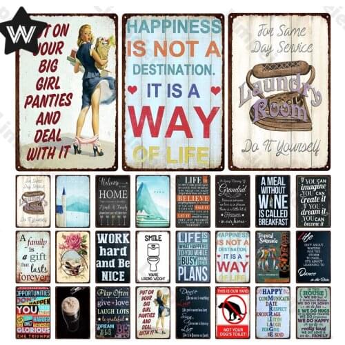 Vintage Family Rules Metal Plate Classic Life Rules Tin Sign Metal Poster for Bar Pub Wall Decor Plaques Room Kitchen Wall Signs