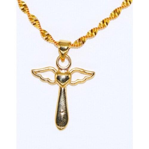 Collar con colgante de Cruz religiosa para mujer y hombre, joyería de moda, Color dorado, con colgante de Cruz religios