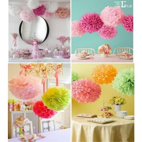 High quality 8inch (20cm) Fluffy Tissue Paper Pom Poms Hanging Rose Flower Balls Garlands Wedding Baby Shower Party Decorations