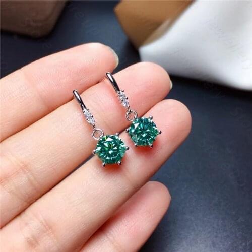 New green Moissan diamond earrings 925 silver womens earrings luxurious atmosphere