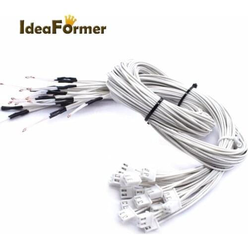 2/5pcs NTC Thermistor Temperature Sensor 3950 1% line100 & 150cm 100K with XH2.54 Terminal White 2P terminal connector 3D Printe