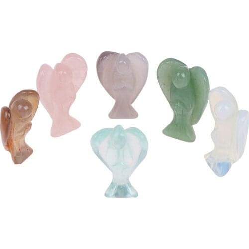 1PC Lucky Engel/Heart Healing Gemstone Angel/Heart Crystal Ornament Home Decoration Artificial Crafts