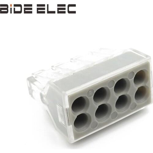 BIDE ELEC PCT-108 10PCS Gray Push-In Compact Wire Wiring Connector 8 Pin Conductor Terminal Block With Lever 0.75-2.5mm2 CE UL