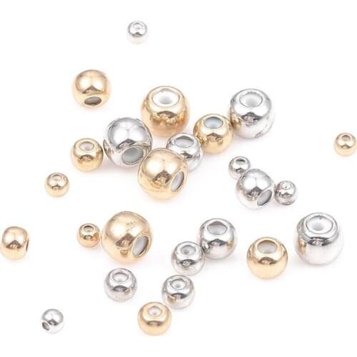 10 pcs/lot Copper Big Hole Stainless Steel Roundle Adjustment Beads Gold Spacer Beads For DIY Jewelry Making Finding Accessories