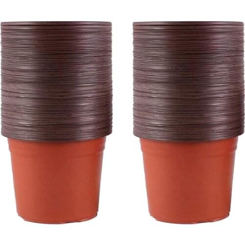 100 Packs of Plastic Seedling Flower Pots, Two-Color Pots, Simple Round Flower Pots, Succulent Planting Brackets for Flower Plan