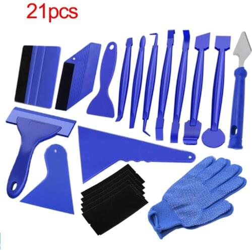 21PCS Car Wrapping Tint Application Tools Car Foil Set Kit CSV Car Sticker Film Scraper Kit Felt Squeegee Scraper Set