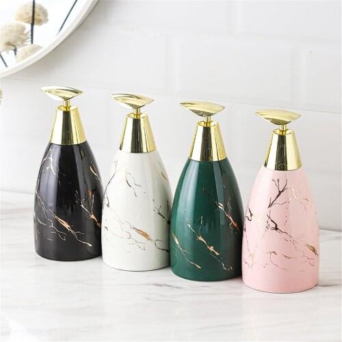 470ml Soap Dispenser Ceramic Marble Pattern Hair Conditioner Hand Washing Shampoo Bottles Bathroom Empty Refill Sub-bottle
