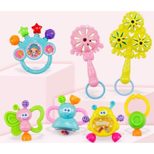 7pcs/set Children Toys Hand Hold Shaking Bell Interesting Educational Rattles Colorful Toys Safe Bells Gifts For Kids Baby