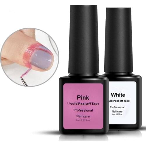 8ML Peeling Nail Art Glue To Prevent Nail Polish Overflow Protection Nail Latex White Pink Liquid Protection Nails Tool