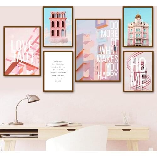 Building House Steps Cloud Sky Abstract Wall Art Canvas Painting Nordic Posters And Prints Wall Pictures For Living Room Decor