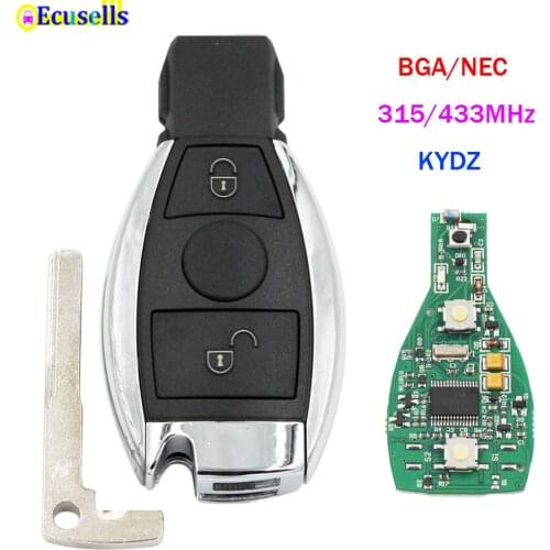 Keyless Entry Smart Full Remote Car Key Fob 2 Buttons 315MHz 433mhz for Mercedes-Benz 2000+ Support BGA/NEC with Battery Holder