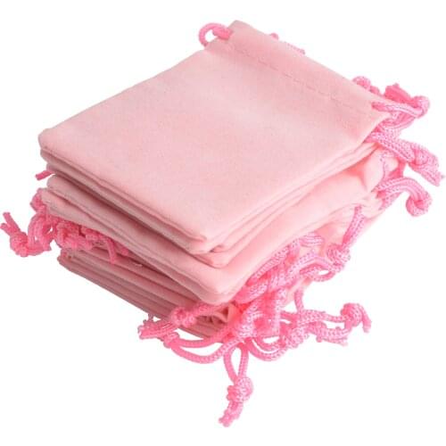 50Pcs Pink Velvet Drawstring Pouch Bag Jewelry Bag 7x9cm 2.75x3.54",Party Holiday New Year Christmas Wedding Gift Bag