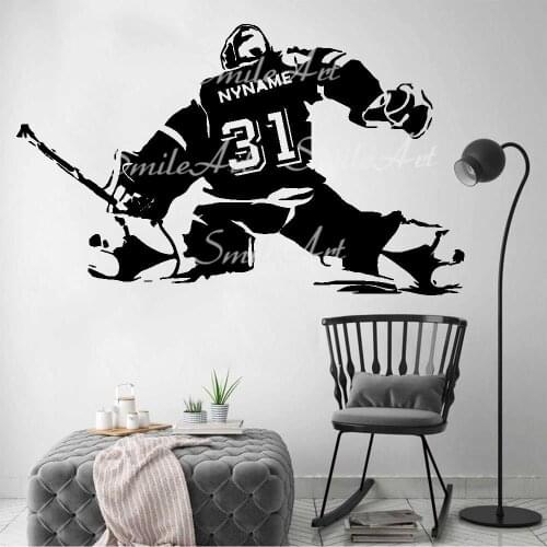 Free shipping Hockey Custom Name Self Adhesive Vinyl Wallpaper For Kids Rooms Decoration Decoration Accessories Murals