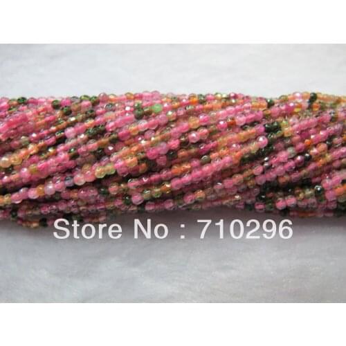 Natural Tourmaline Beads 3mm faceted Tiny Spacer Beads,Seed Gem stone loose beads for jewelry,5strings of 15.5"