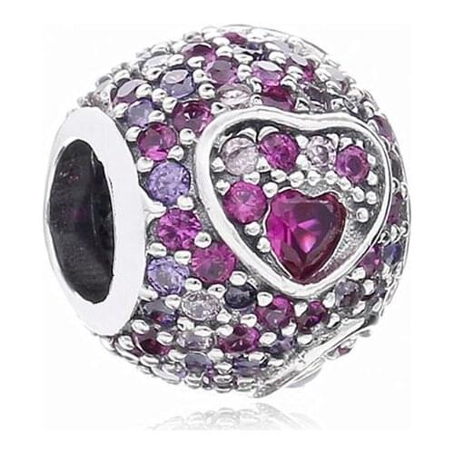 Ajax Charms 925 Sterling Silver Rose Red Heart Beads For Bracelets & Bangle Chain Fashion Jewelry Women Gift Wholesale