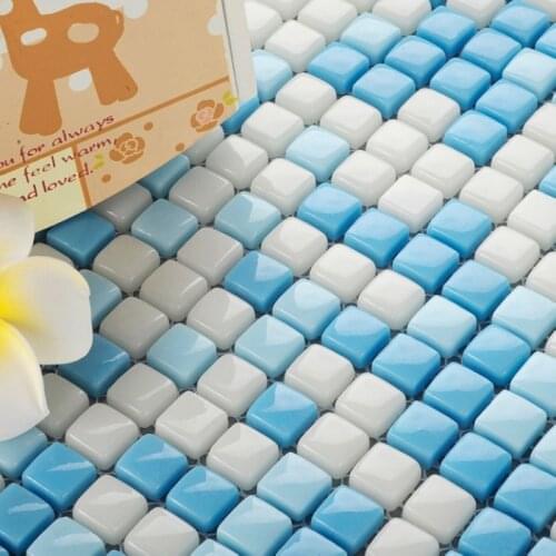 Light blue mixed white color mini full body ceramic mosaic tiles unique pattern for living room wall tiles kitchen backsplash
