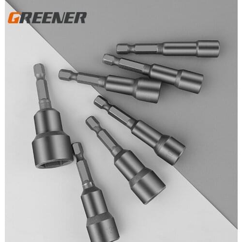 Greener 5.5mm-19mm Hex Socket Sleeve Nozzles Nut Driver Set for Power Drills Impact Drivers ​Power Screwdriver Handle Tools