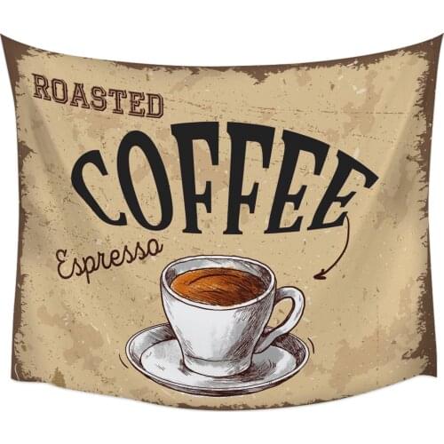 Coffee Retro Style Wall Tapestry Home Wall Decor Bedroom Tapestry Wall Hanging Yoga Mat Picnic Mat