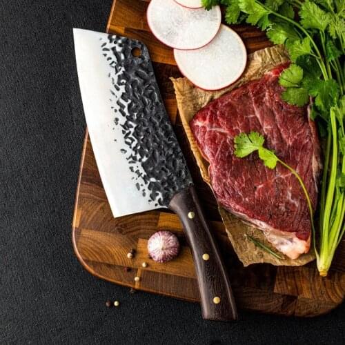 Forged kitchen knife Longquan hammer pattern old Chinese kitchen stainless steel chopping slicing knife kitchen knife