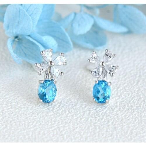 L&P Top Real 925 Sterling Silver Luxury Topaz & Zircon Earrings For Women Fine Jewelry For Wedding Engagement New Design 2019