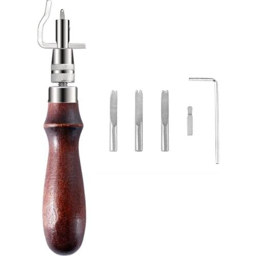 LMDZ 7 in 1 Leather Craft Edge Press Kit Adjustable Stitching and Groover Crease Stitching Tool Sewing Tools Accessories