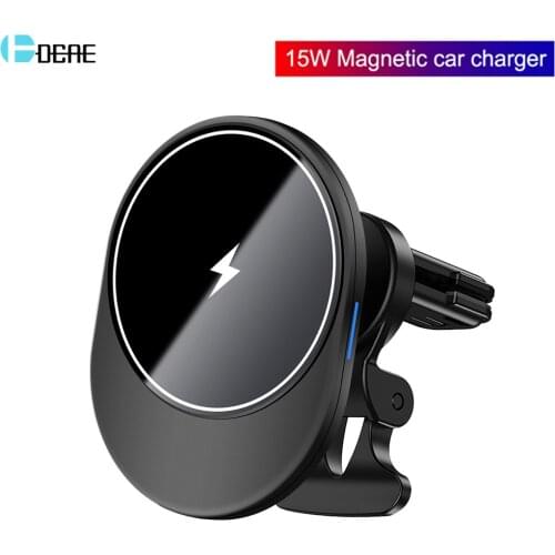 Magnetic Wireless Car Charger 15W Phone Mount Automatic Clamping Air Vent Holder Fast Charging Stand for iPhone 12 Pro Max Mini