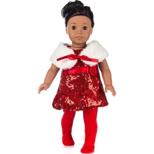 New dress+leggings Fit for American Girl Doll Clothes 18-inch Doll , Christmas Girl Gift(only sell clothes)