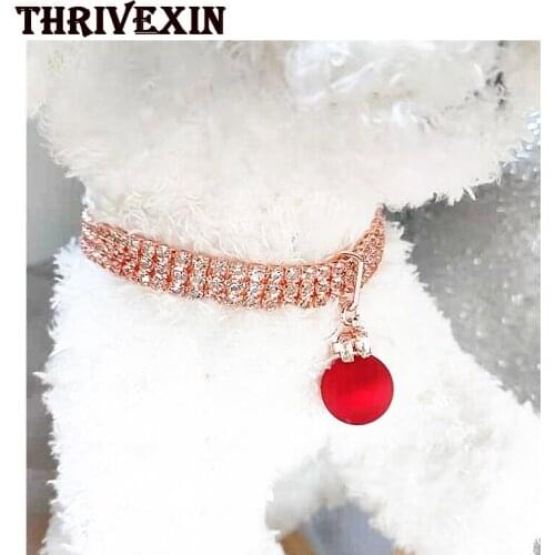 Crystal Dog Collar Necklace Fashion Cute Red Lantern Puppy Scarf Accessories Neck Strap Cat Tie Pet Supplies