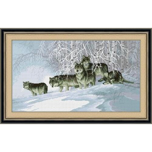 Snow wolf cross stitch printed pattern embroidery kits diy home decoration Wall Decoration Needlework Cross Stitching animals