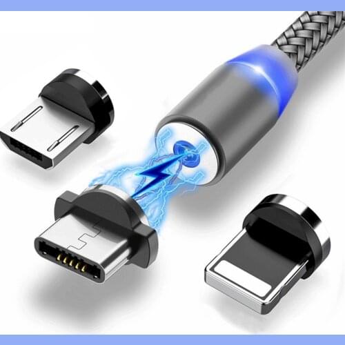 LED Magnetic USB Cable Fast Charging Type C Cable Magnet Charger Data Charge Micro USB Cable Mobile Phone Cable usb Cord Wire