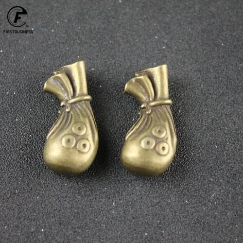 Vintage Copper Purse Money Bag Figurines Ornaments Desk Decorations Handmade Brass Car Key Ring Pendant Home Decor Craft