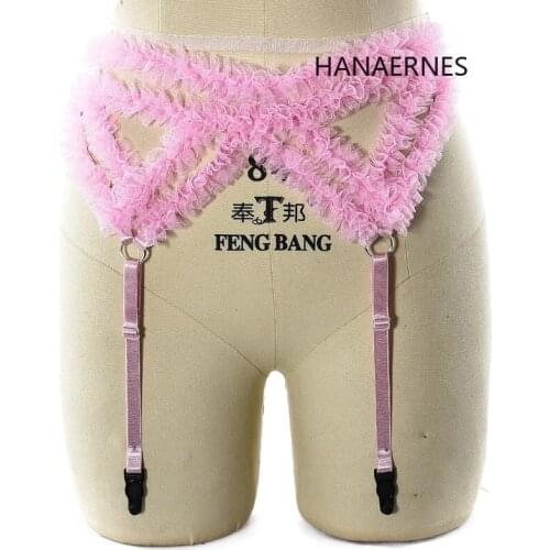WomenPink Fetish Strappy Leg Garter Belt Waist Suspender Caged Gothic Plus Size Elastic Dance Cosplay Rave Clothing Body Harness