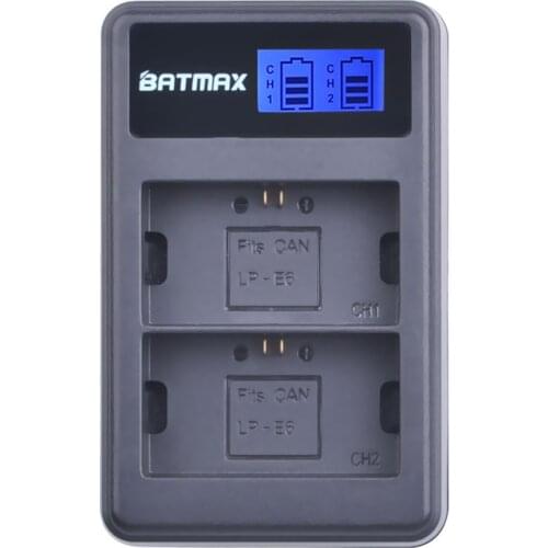 LCD Dual USB Battery Charger for Canon LP-E6 Camera Battery Pack 5D Mark II III 7D 60D EOS 6D 70D 80D Cameras