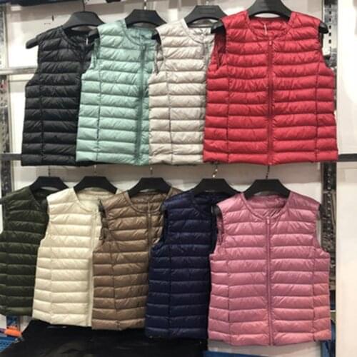 Spring V-Neck Womans Ultra Light Down Vest Zipper Waistcoat Warm Liner Vest Portable Couples Vest