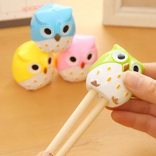1pc 4 Color Cute Lovely Owl Plastic Pencil Sharpener Creative Stationery For School Kids Random Color Support Wholesale