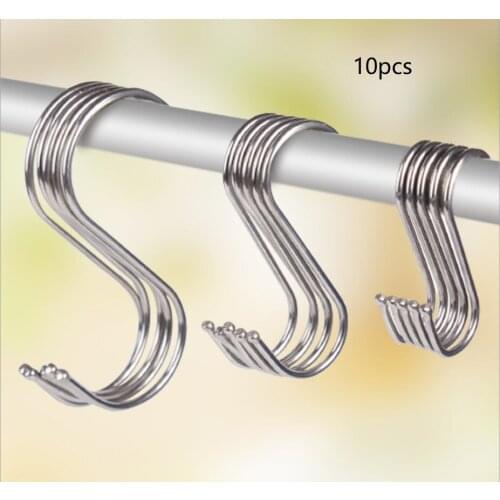 10pcs Stainless Steel S-Shape Hook Kitchen Bedroom Multi-function Railing S Hanger Hook Clasp Holder Hooks Hanging Storage Tools