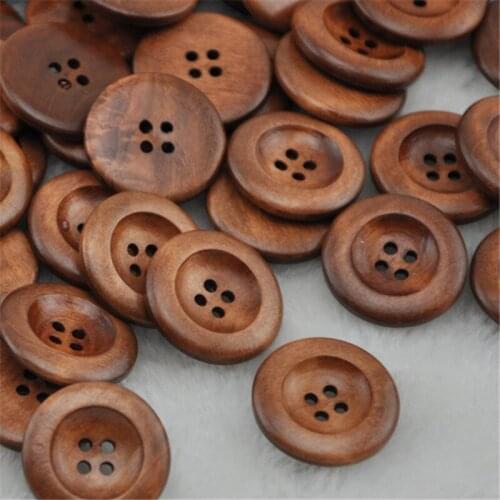 20pcs Coffee Round Wooden Button For Sewing 25mm WB221