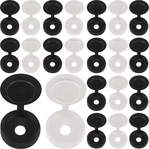 LBER 600 Packs Hinged Screw Cover Caps Plastic Screw Caps Fold Screw Snap Covers Washer Flip Tops