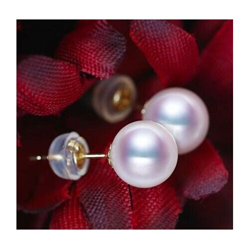Free shipping 8.5-9.5mm AAA+++ Akoya Natural White Pearls Earring gold