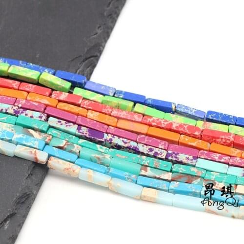 4x13mm Natural Stone Rectangle Shape Sea Sediment Jaspers Loose Beads For Jewelry Making DIY Bracelet Ear Stud Accessories 15