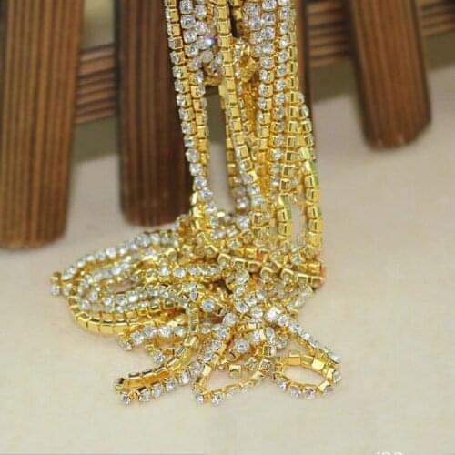 10Meter/lot Sew on Pearl and Rhinestone Claw Chain Silver Base Dense Claw Glass Rhinestone Trim DIY Sewing Clothes Accessories