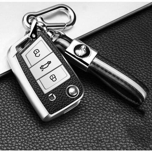 Tpu Car Key Case For VW Volkswagen MK7/GTI 7/Golf 7/Golf R Skoda Octavia A7 SEAT 3 Buttons Folding Remote Fob Cover Keychain