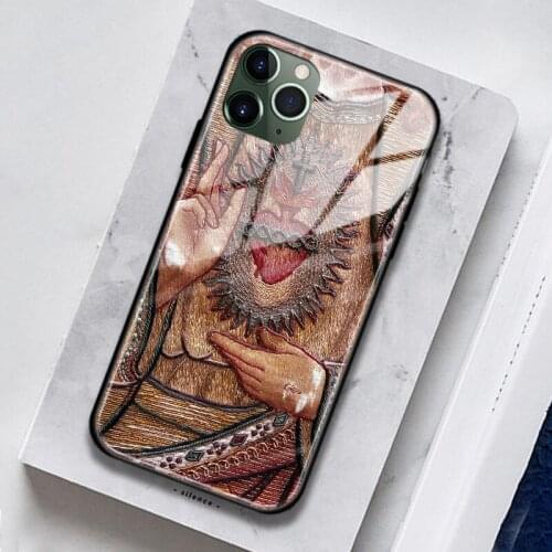 Religious art Sacred heart Tempered Glass Soft Silicone Phone Case For iPhone SE 6s 7 8 Plus X XR XS 11 Pro Max Cover Shell