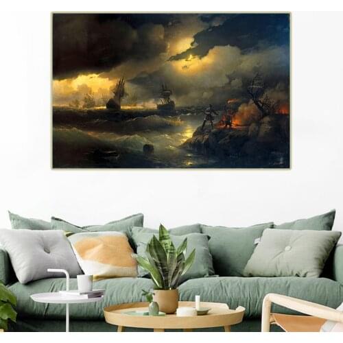 Citon Ivan Aivazovsky《Peter the great in red hill》Canvas Art Oil Painting Art Poster Picture Wall Decor Home Interior Decoration