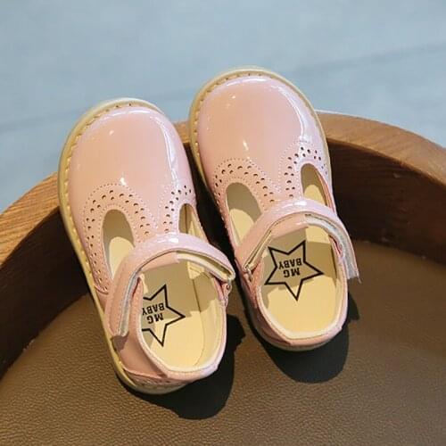 Spring Autumn Kids Shoes Patent Leather Princess Single Shoes Little Children T-strap British Style Baby Shoes New 2021 Pink Red