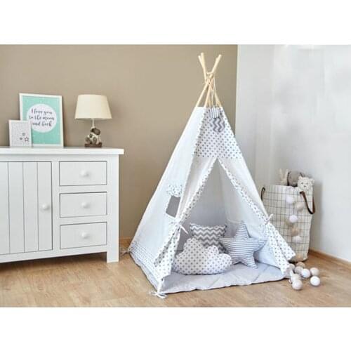 Grey dot design Childrens tent baby toy house Children play tent Cotton tents Baby dollhouse teepee house