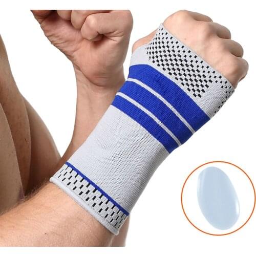 2PC Professional Elastic Sports Safety Wrist Tunnel Tennis Wrist Bandage Support Pressurized Breathable Silicone Protection Palm