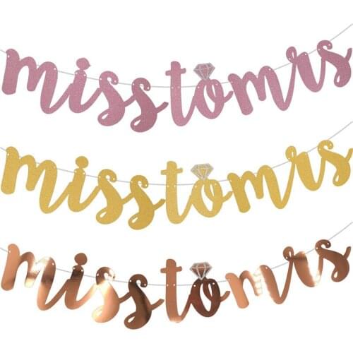 1set miss to mrs paper Banner Garland Bachelorette Hen Party Banner Bridal Shower Bunting Flags Decoration Supplies
