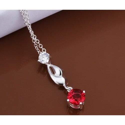 Hot Sale!!Free Shipping 925 Silver Necklace,Fashion Sterling Silver Jewelry Fashion Crystal Necklace SMTN496